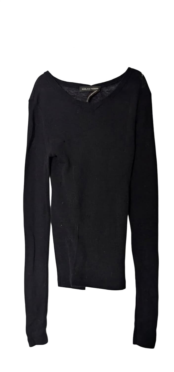 Scanlan & Theodore Black Long Sleeve V-Neck Sweater — photo 1 of 3