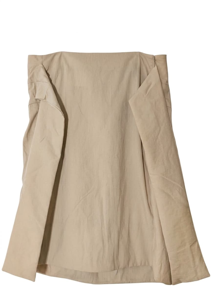 Marni Beige Nylon Oxford Midi Skirt - Side Overlay Detail IT 40 — photo 1 of 6