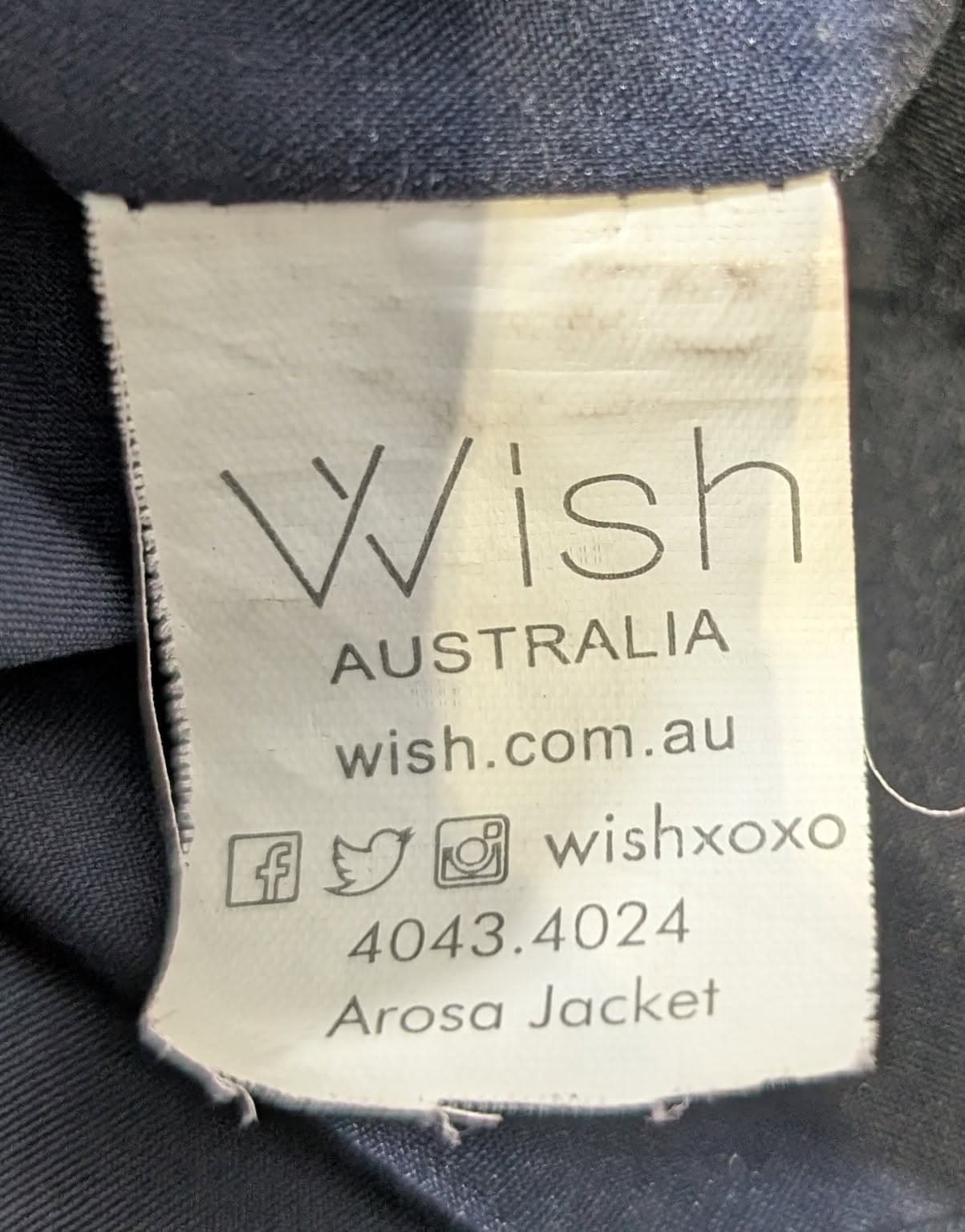 Wish Australia Arosa Blazer Jacket - Navy Blue Zipper Detail Size 12 — photo 10 of 10