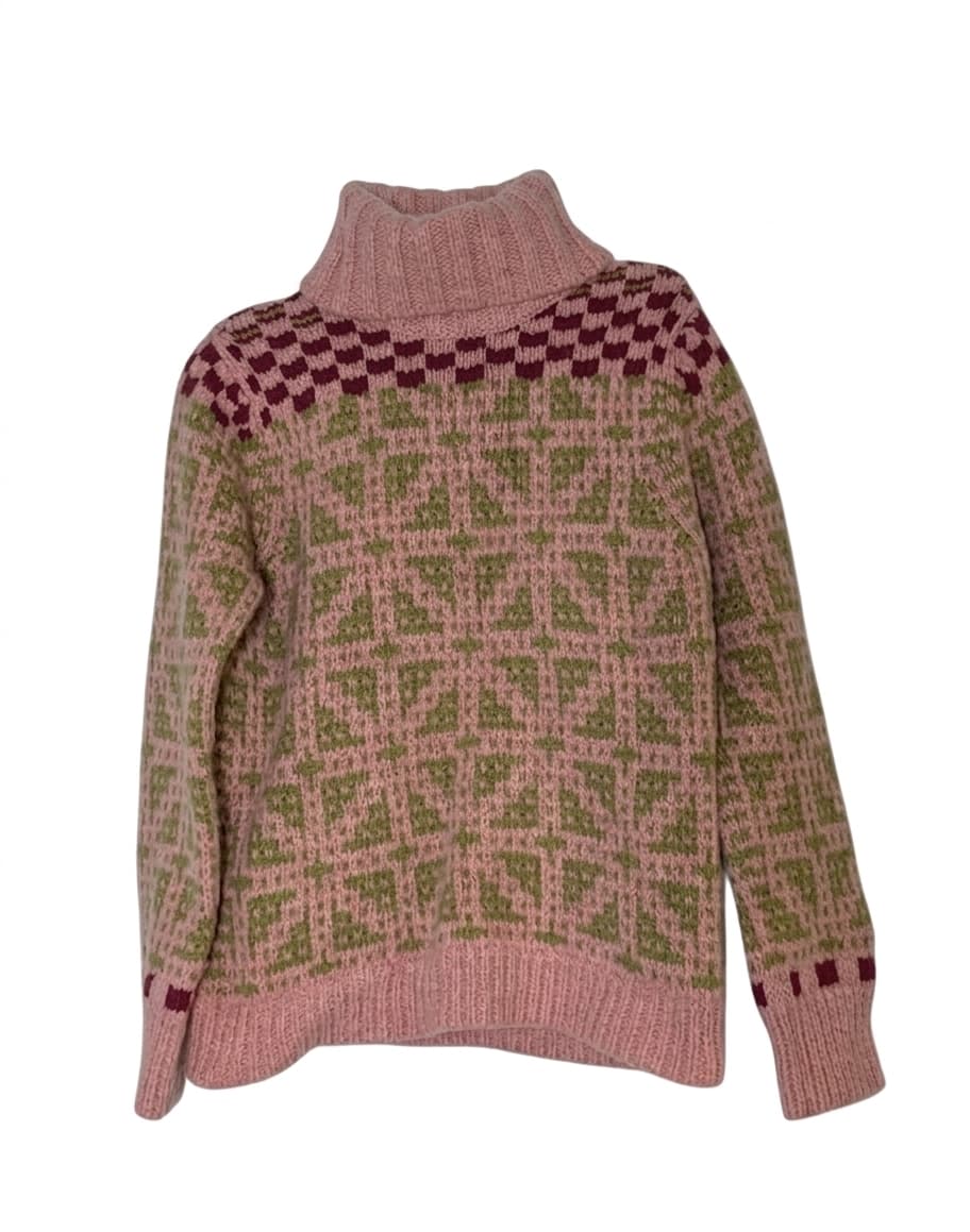 Dries Van Noten Geometric Pattern Wool Turtleneck Sweater - Large — photo 1 of 4