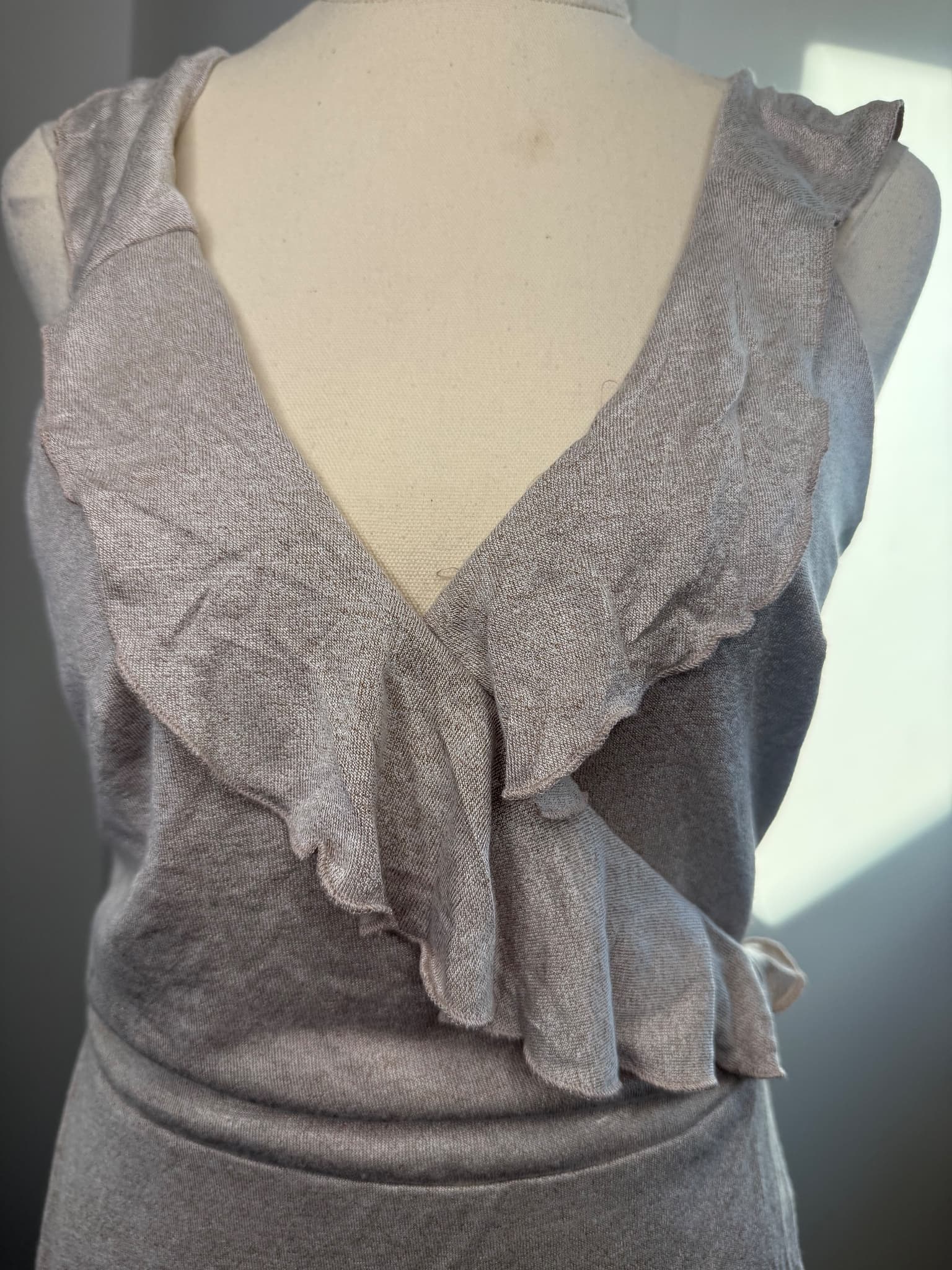Metallic Ruffle Wrap Bodysuit Silver Size 12 — photo 3 of 6