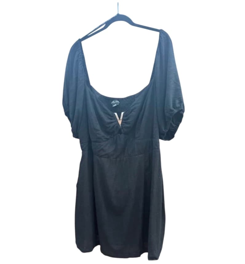 City Chic Black V-Neck Puff Sleeve Mini Dress — photo 1 of 3