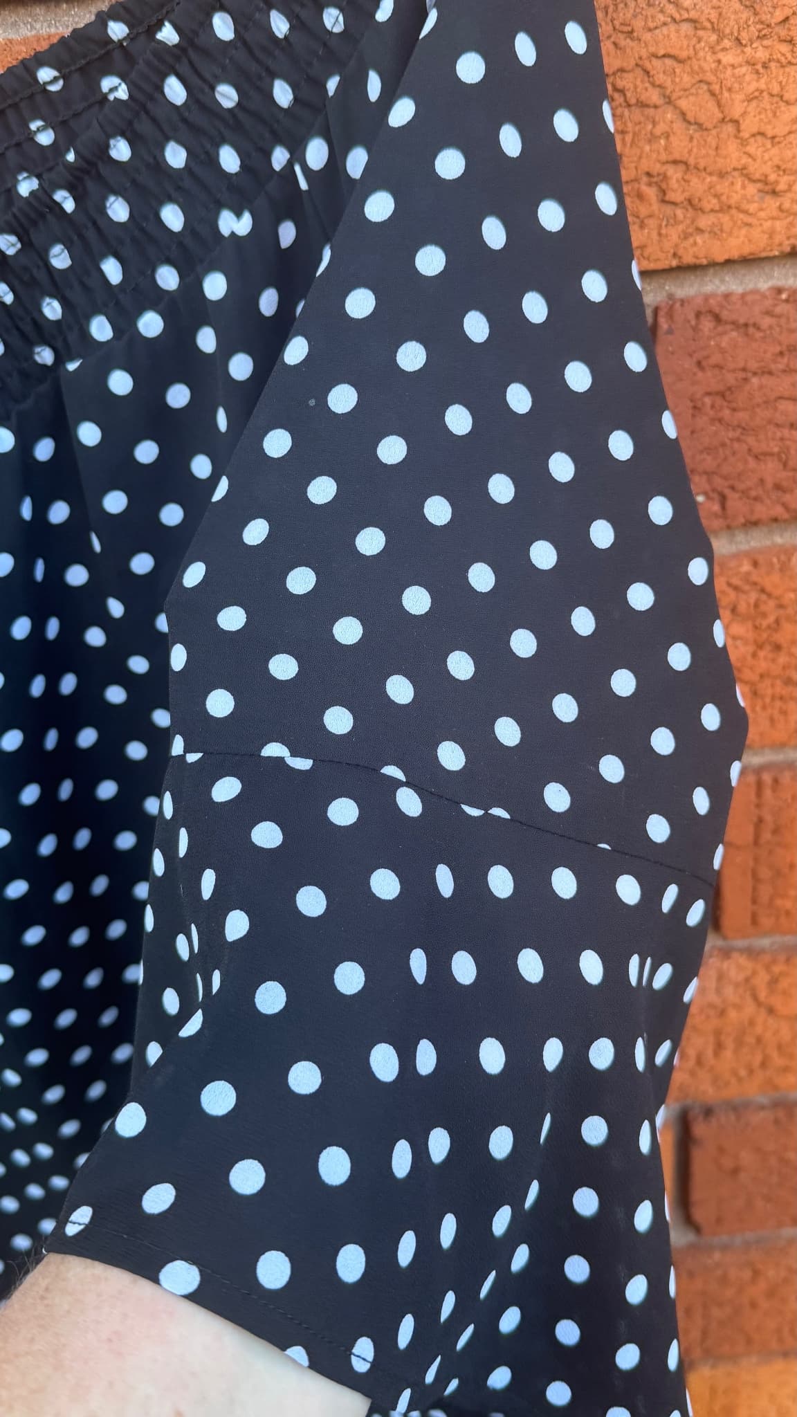 Crossroads Off-Shoulder Ruffle Dress Black and White Polka Dot Size 14 — photo 8 of 10