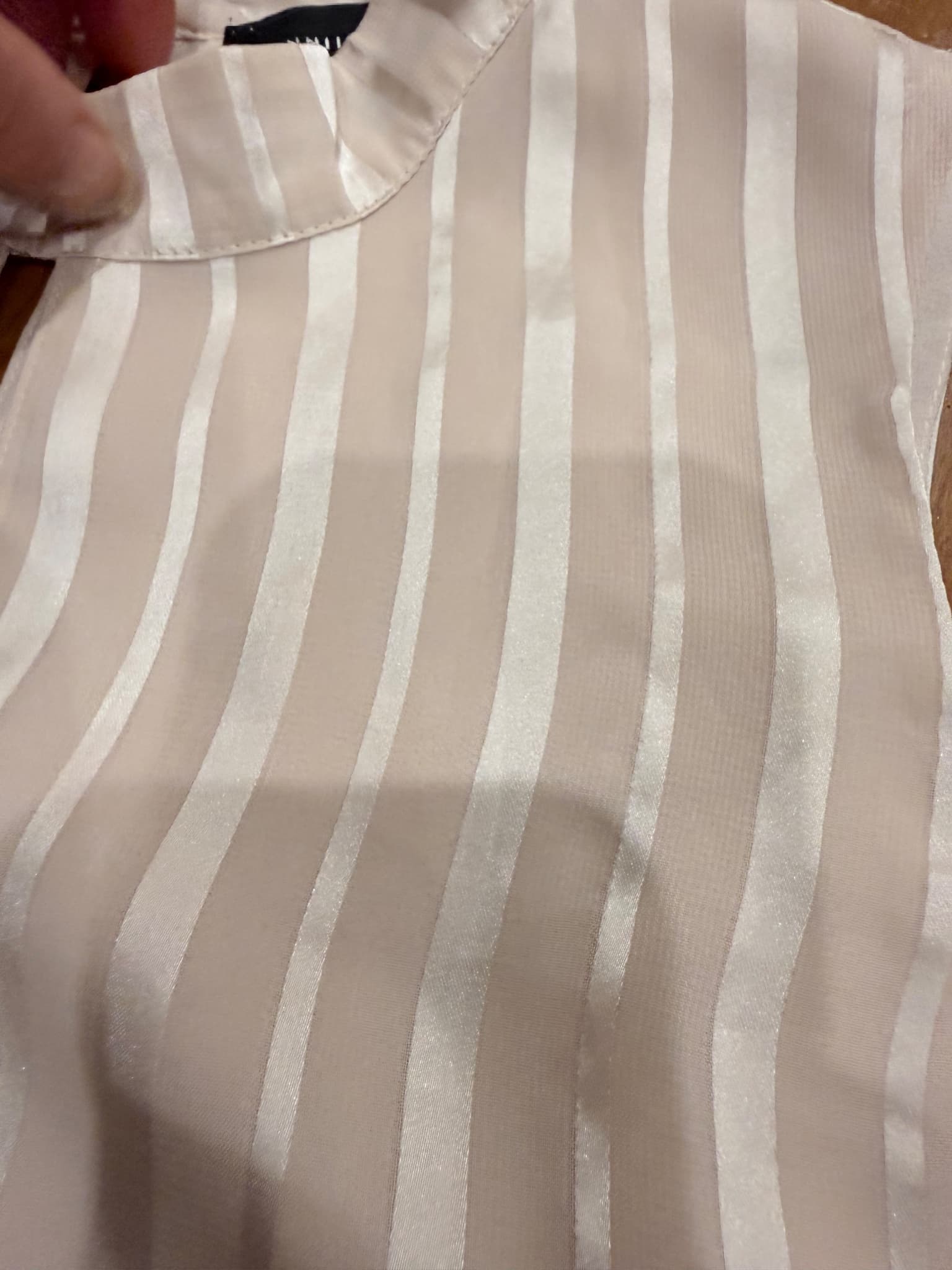 Dannii Minogue Satin Stripe Pleated Peplum Blouse Cream Size M — photo 6 of 11