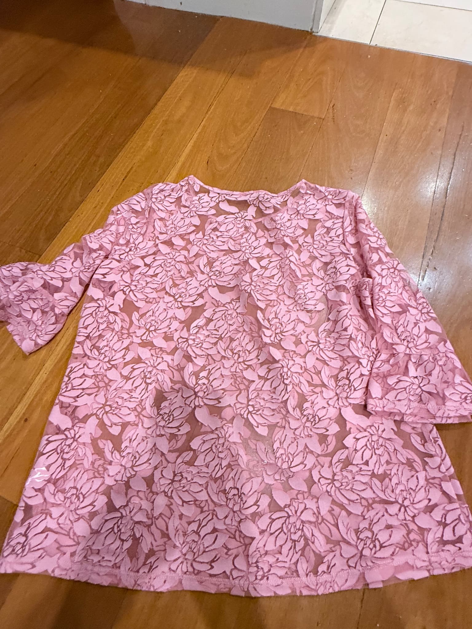 Regatta Floral Lace Sheer Blouse Pink Size 14 — photo 8 of 8