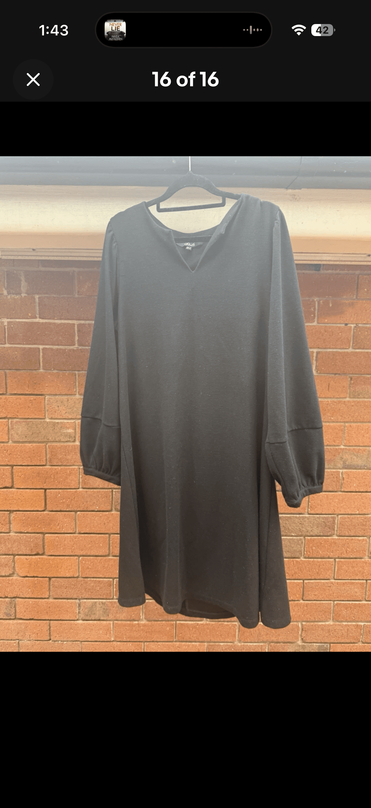 Stella Long Sleeve V-Neck Tunic Dress Black XS — photo 2 of 15