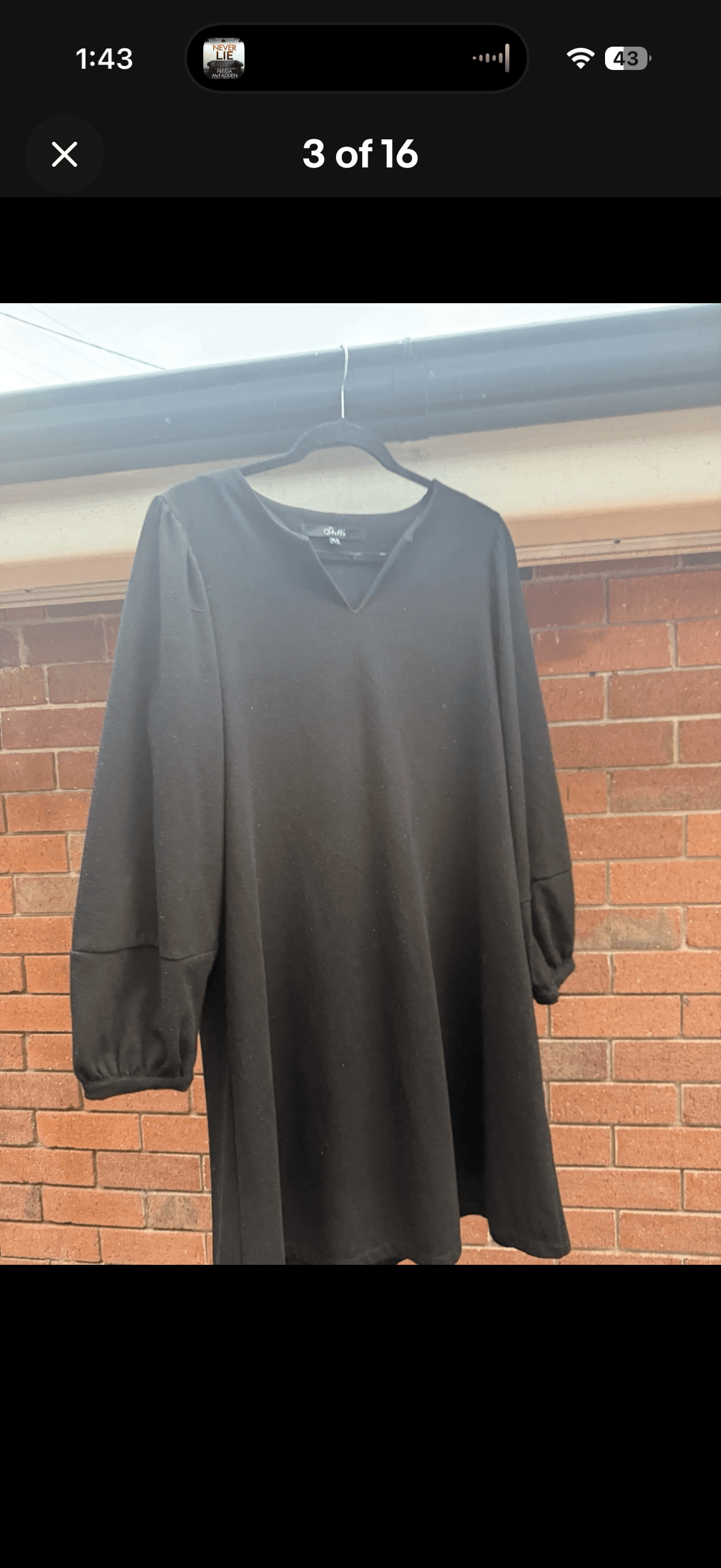 Stella Long Sleeve V-Neck Tunic Dress Black XS — photo 13 of 15