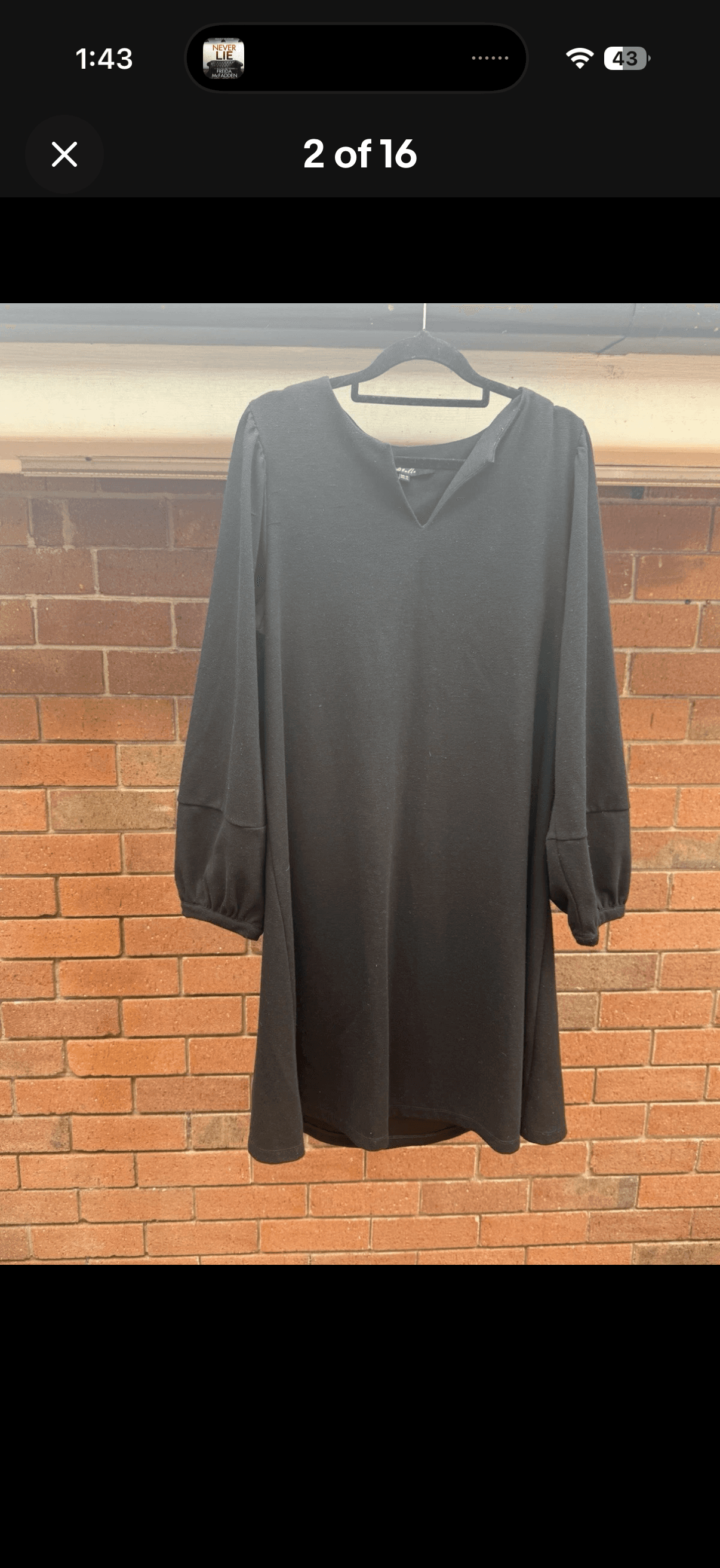 Stella Long Sleeve V-Neck Tunic Dress Black XS — photo 14 of 15