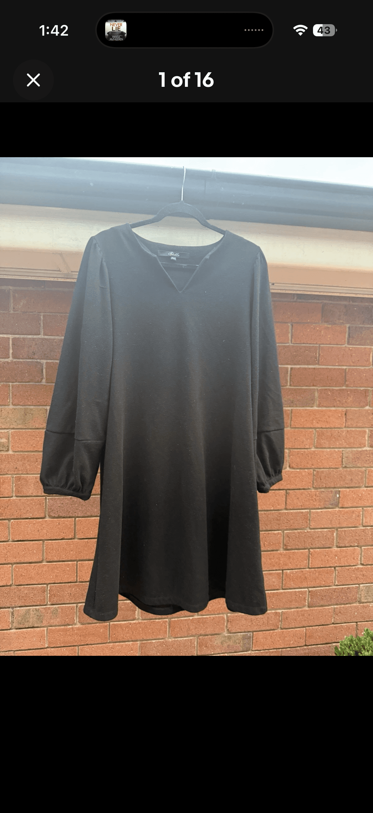 Stella Long Sleeve V-Neck Tunic Dress Black XS — photo 15 of 15