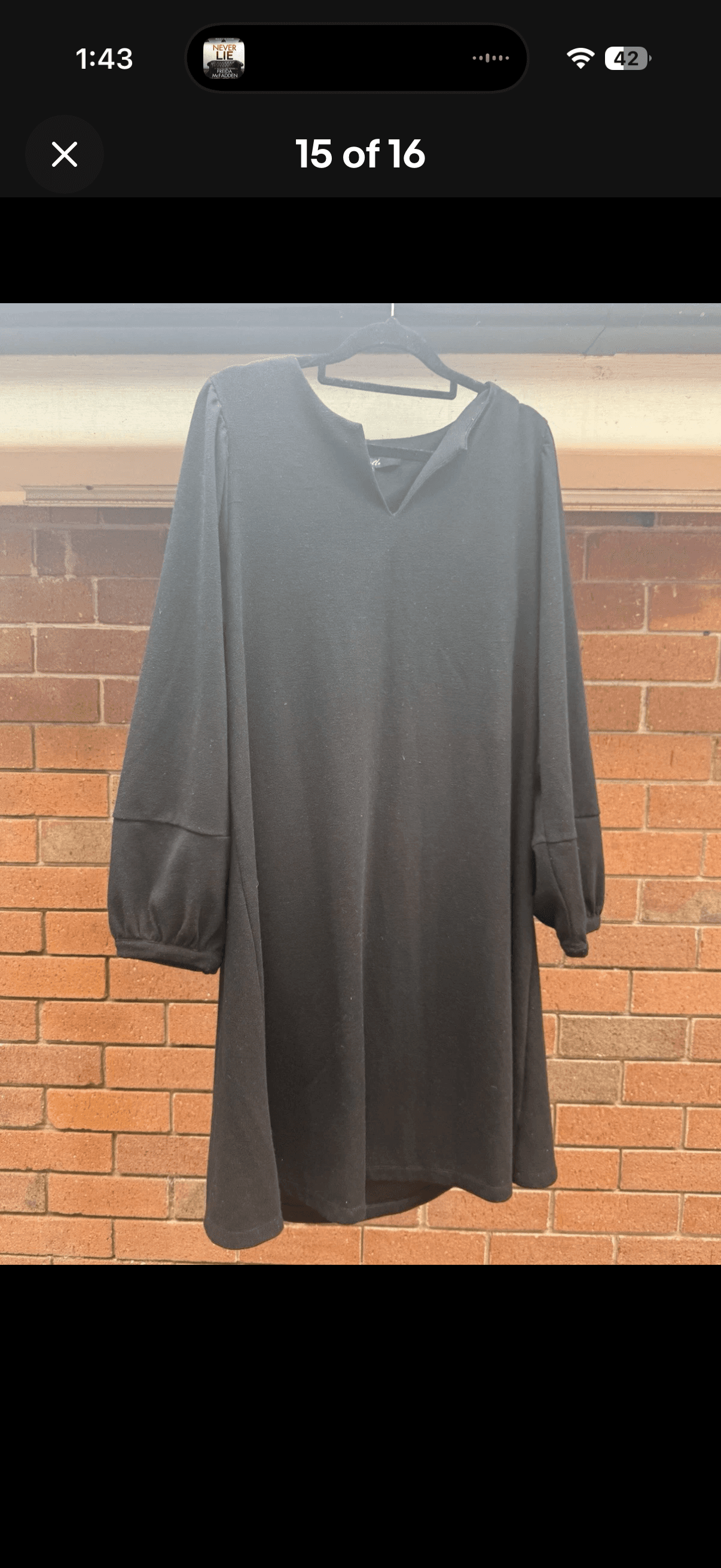 Stella Long Sleeve V-Neck Tunic Dress Black XS — photo 3 of 15