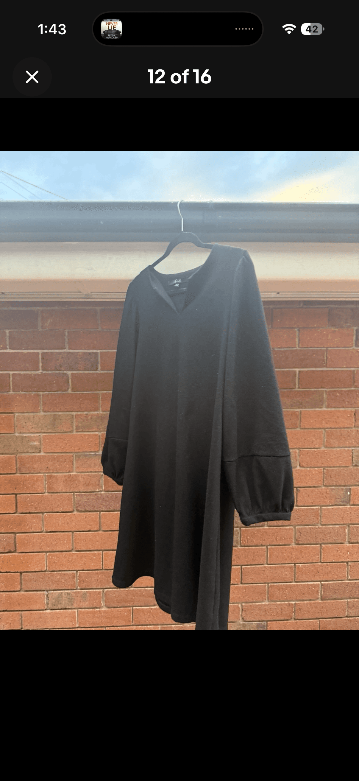 Stella Long Sleeve V-Neck Tunic Dress Black XS — photo 4 of 15