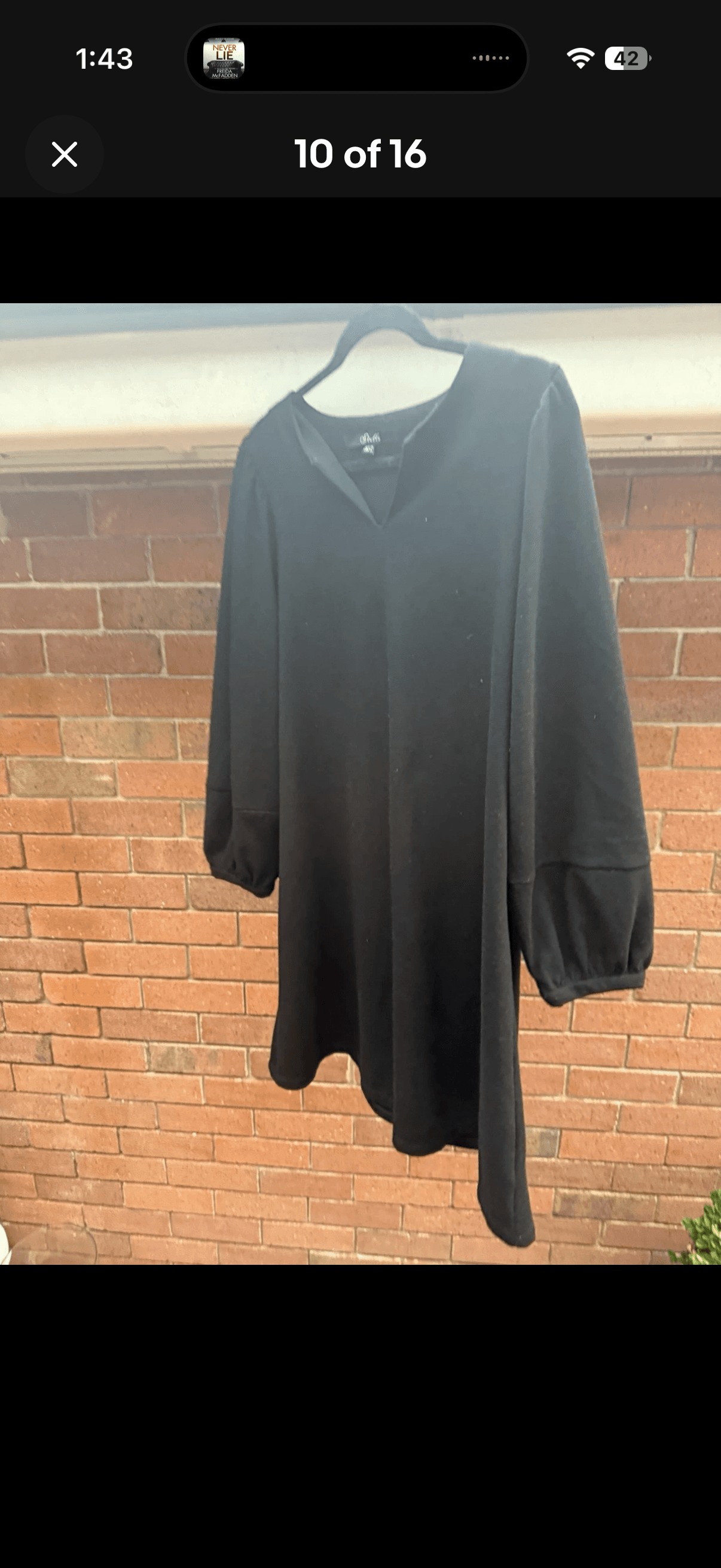 Stella Long Sleeve V-Neck Tunic Dress Black XS — photo 5 of 15