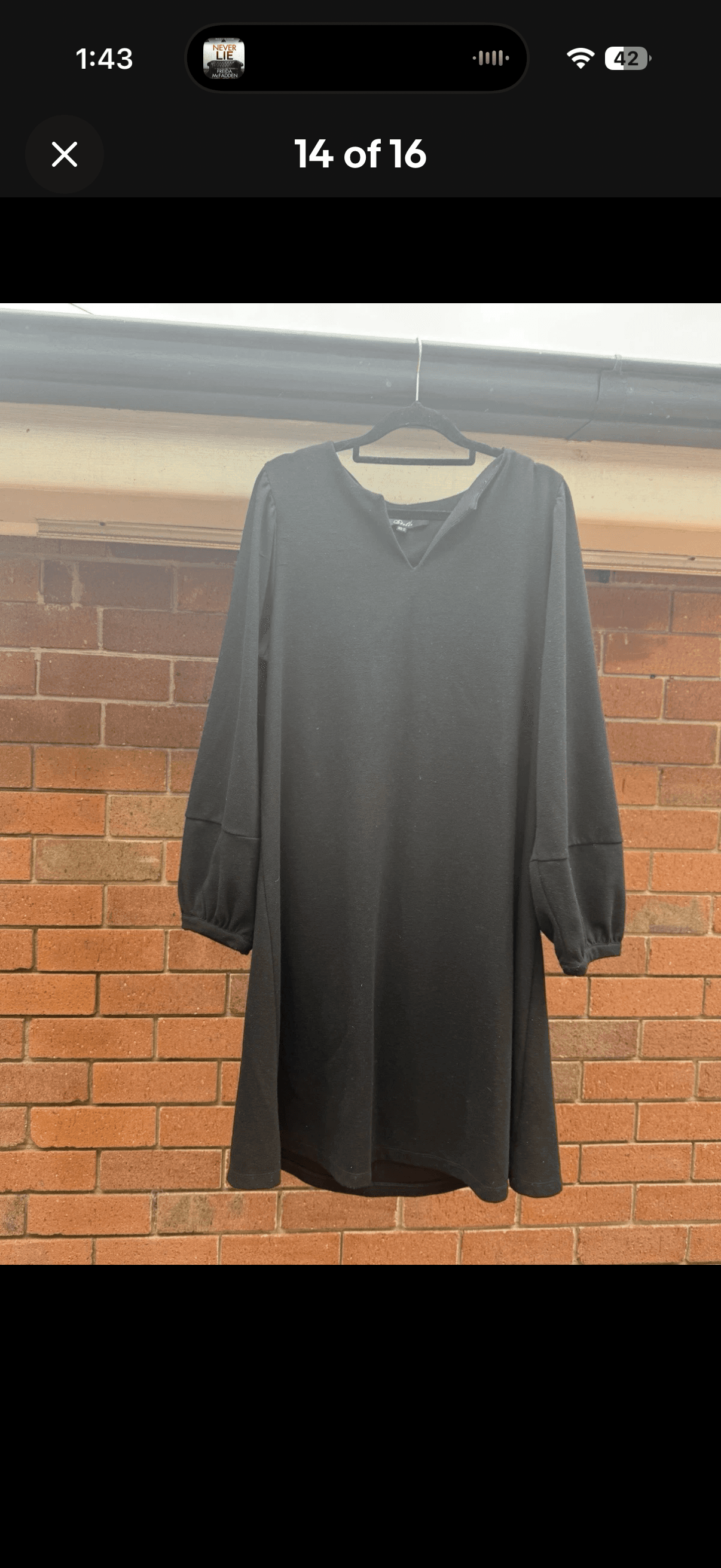 Stella Long Sleeve V-Neck Tunic Dress Black XS — photo 6 of 15