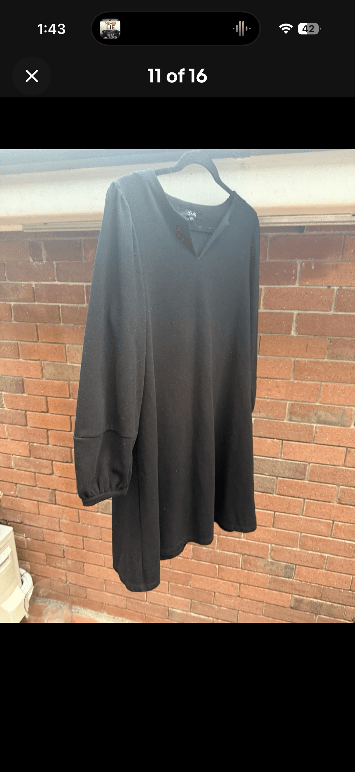 Stella Long Sleeve V-Neck Tunic Dress Black XS — photo 7 of 15