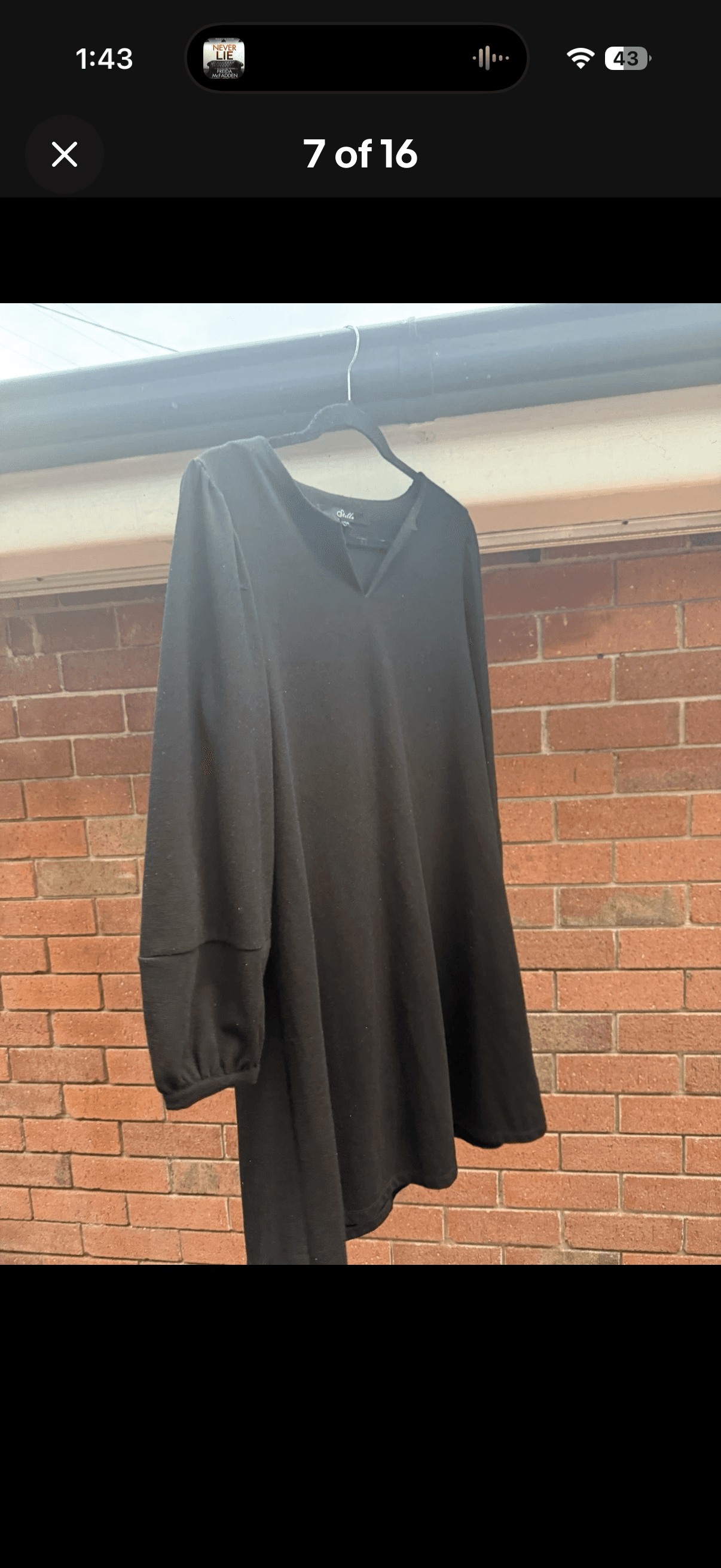 Stella Long Sleeve V-Neck Tunic Dress Black XS — photo 8 of 15