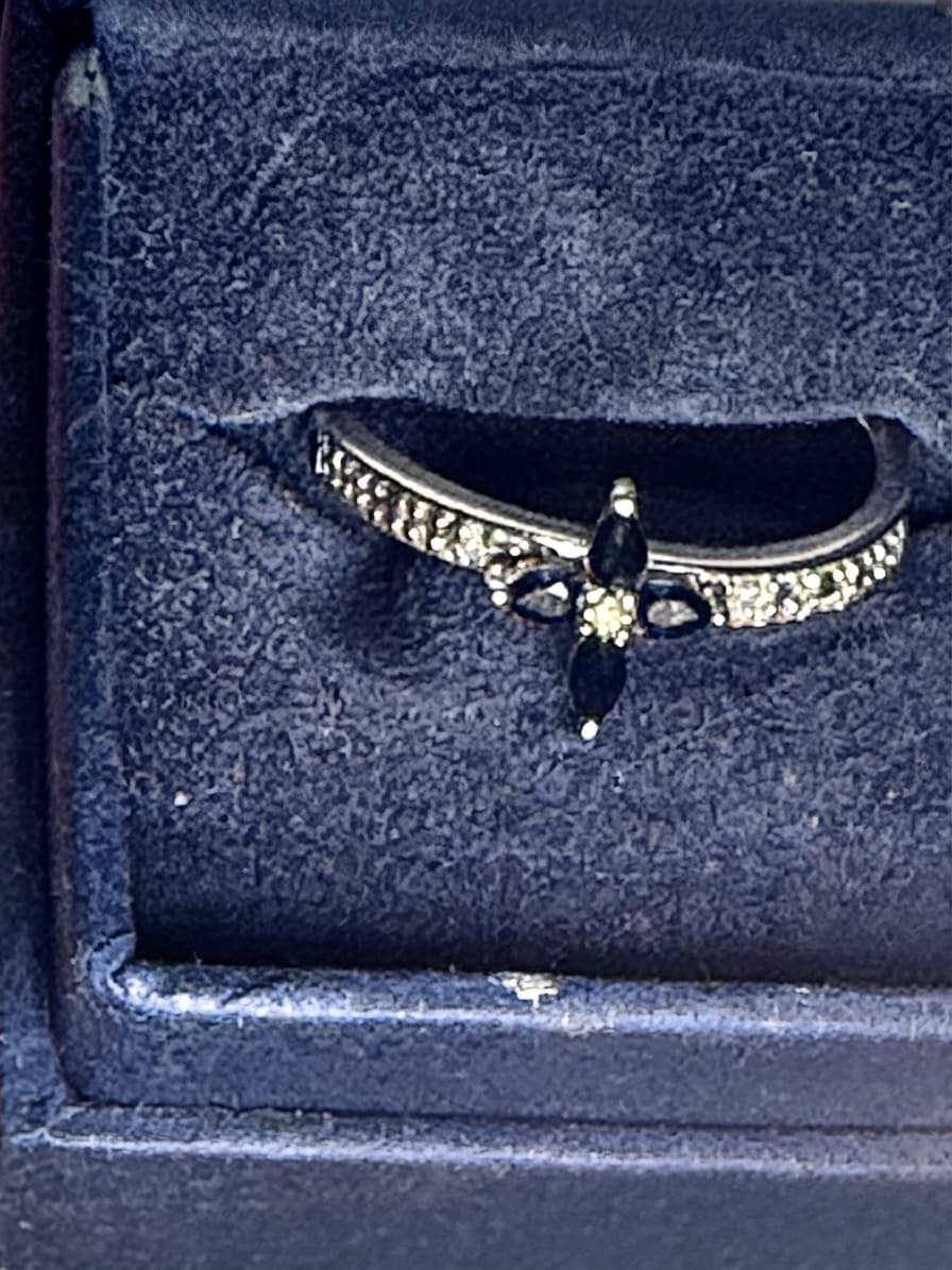 The Bradford Exchange Marquise Sapphire and Diamond Flower Ring Size 7 — photo 1 of 7