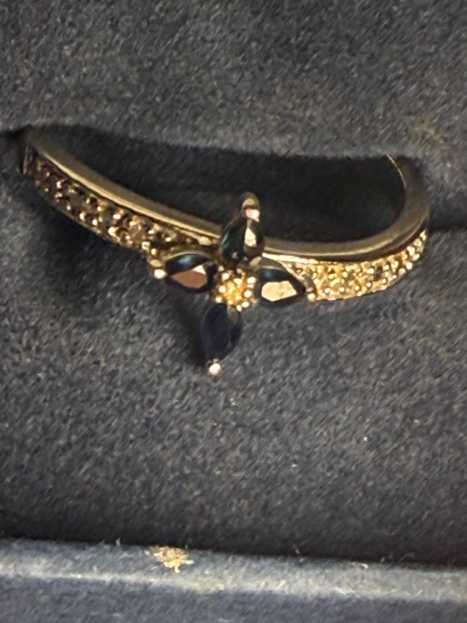 The Bradford Exchange Marquise Sapphire and Diamond Flower Ring Size 7 — photo 2 of 7