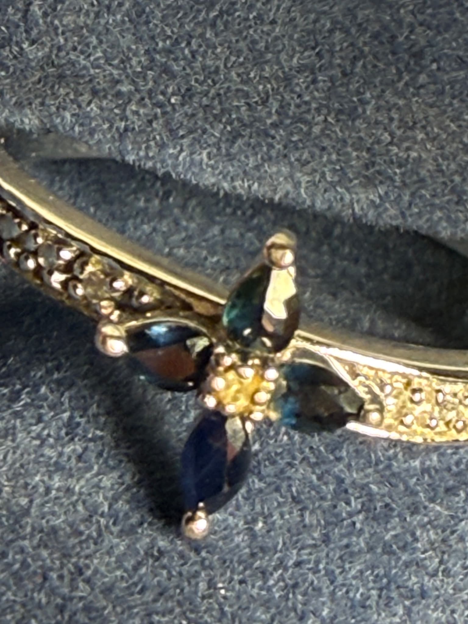 The Bradford Exchange Marquise Sapphire and Diamond Flower Ring Size 7 — photo 3 of 7