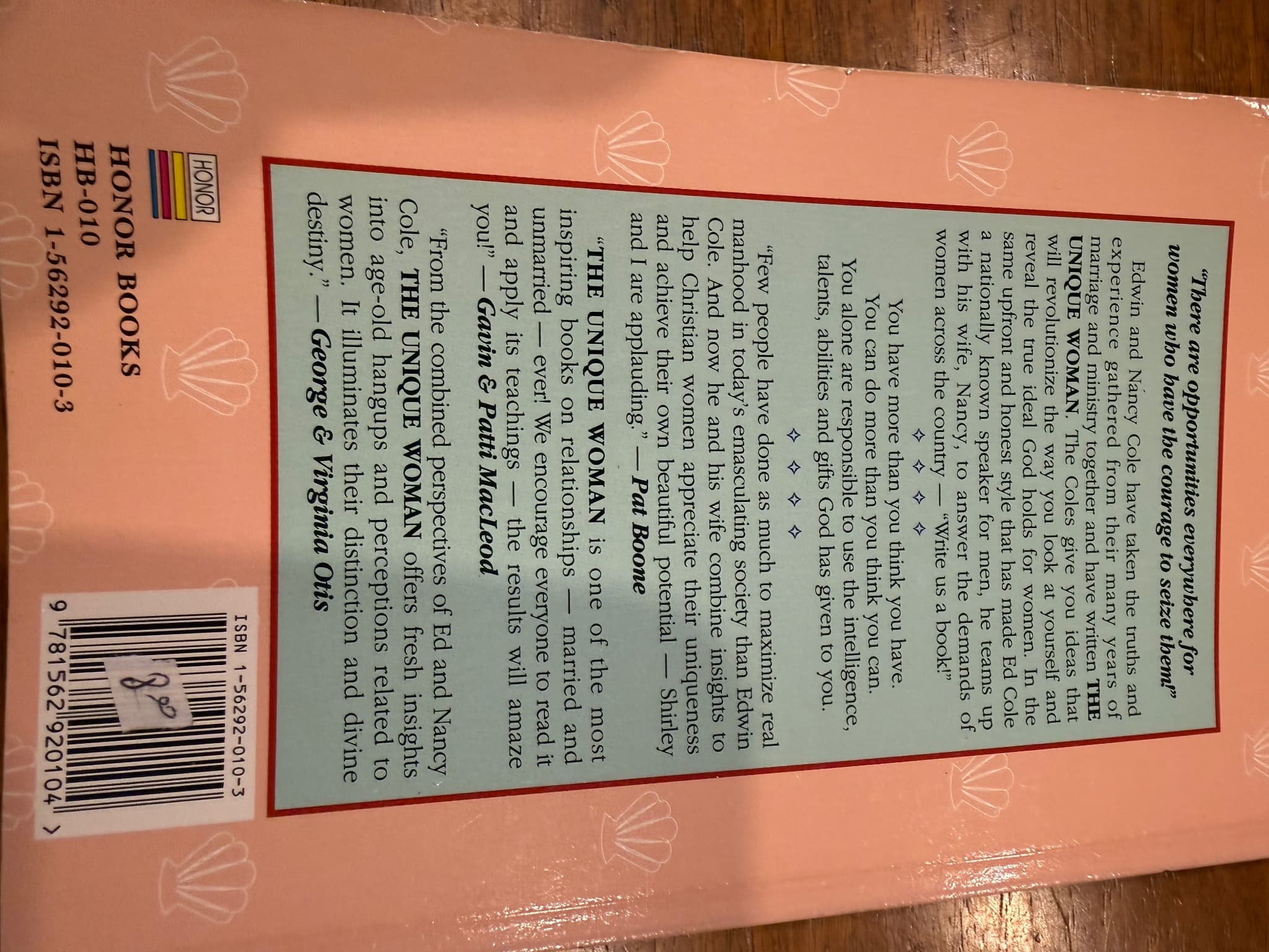 The Unique Woman by Edwin Louis Cole and Nancy Corbett Cole Pink Paperback — photo 5 of 9