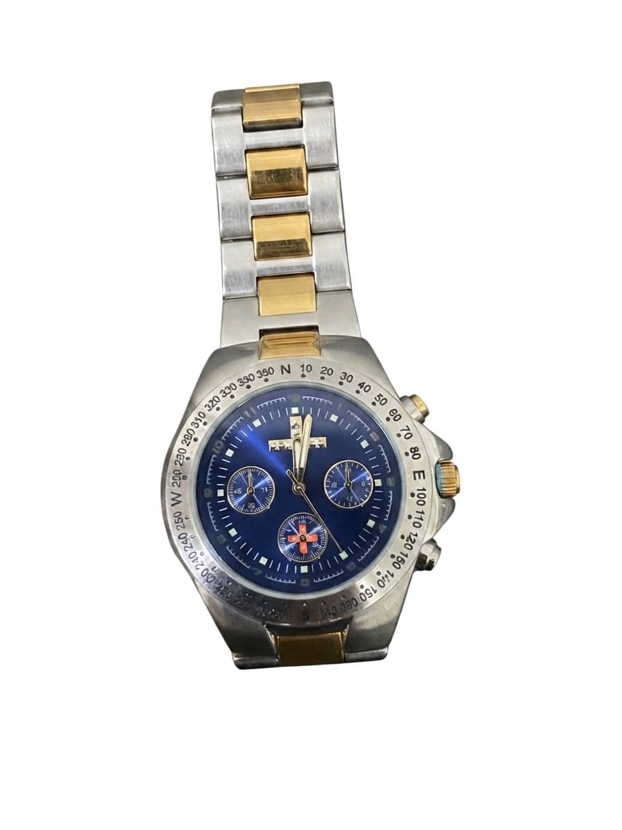 Two-Tone Chronograph Style Watch Blue Dial — photo 1 of 11