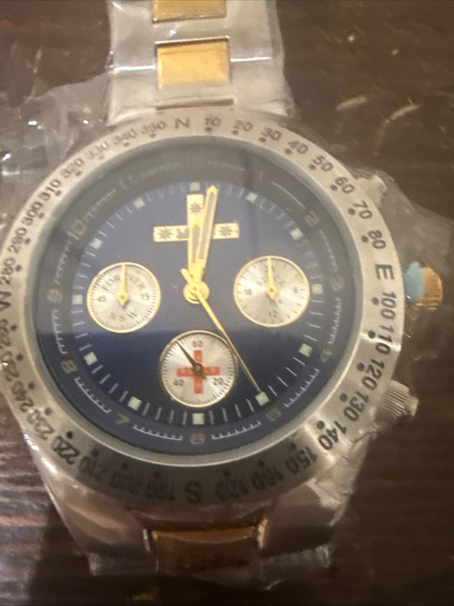 Two-Tone Chronograph Style Watch Blue Dial — photo 6 of 11