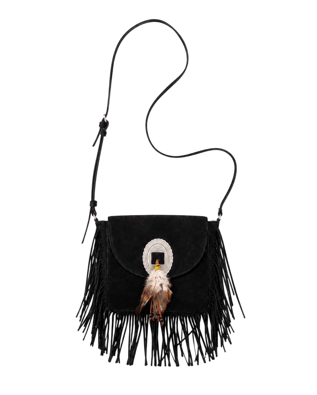 Black Suede Fringe Crossbody Bag