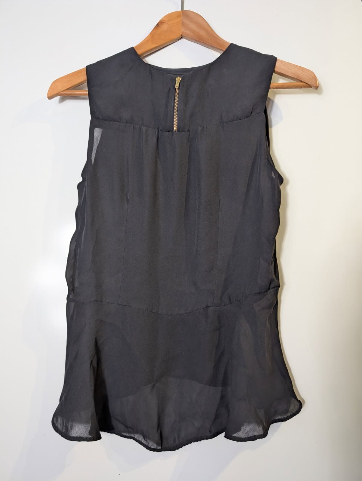 A.L.C. Sleeveless Peplum Top - 100% Washed Silk Black Size 4 — photo 5 of 7