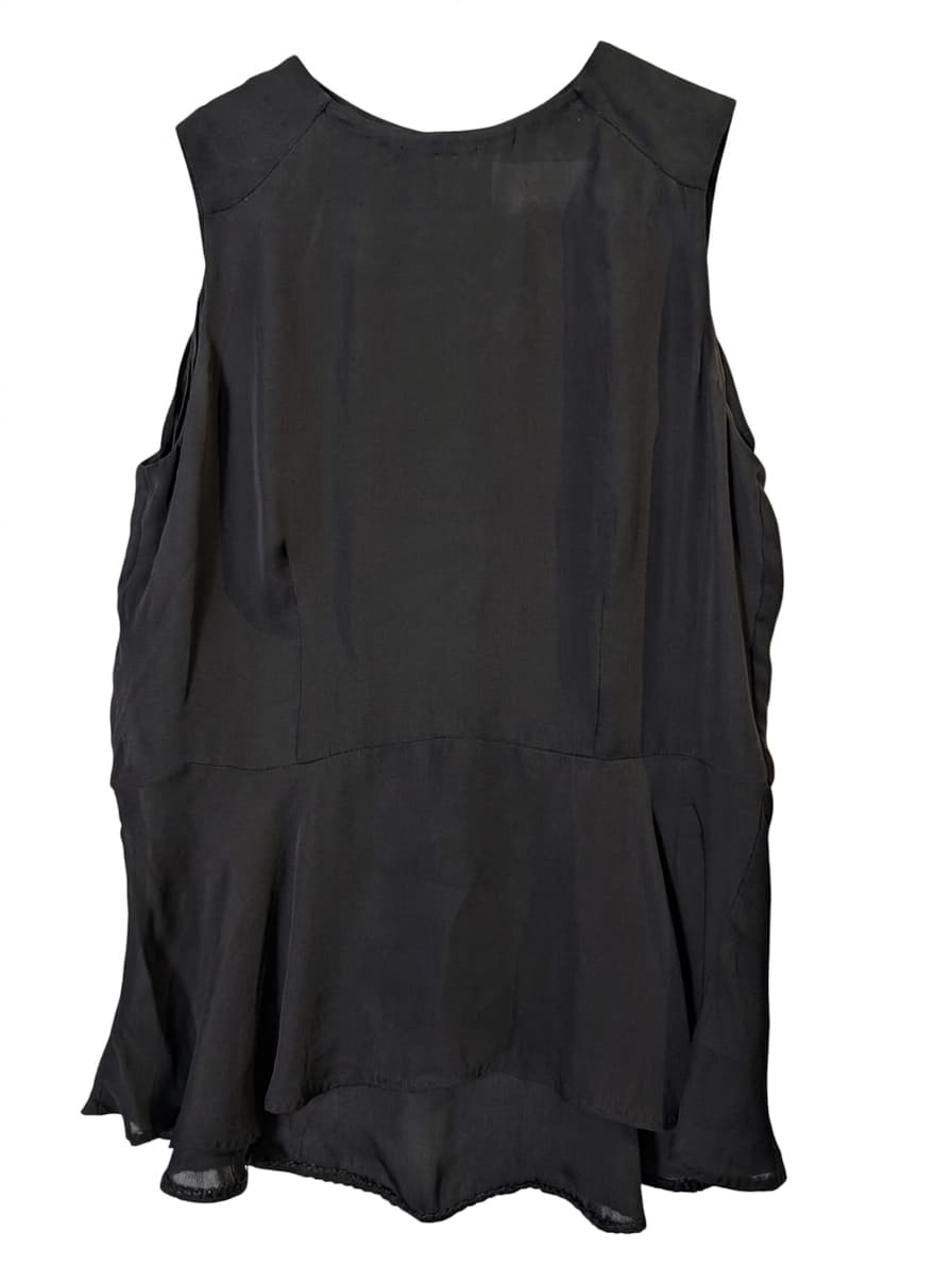 A.L.C. Sleeveless Peplum Top - 100% Washed Silk Black Size 4 — photo 1 of 7