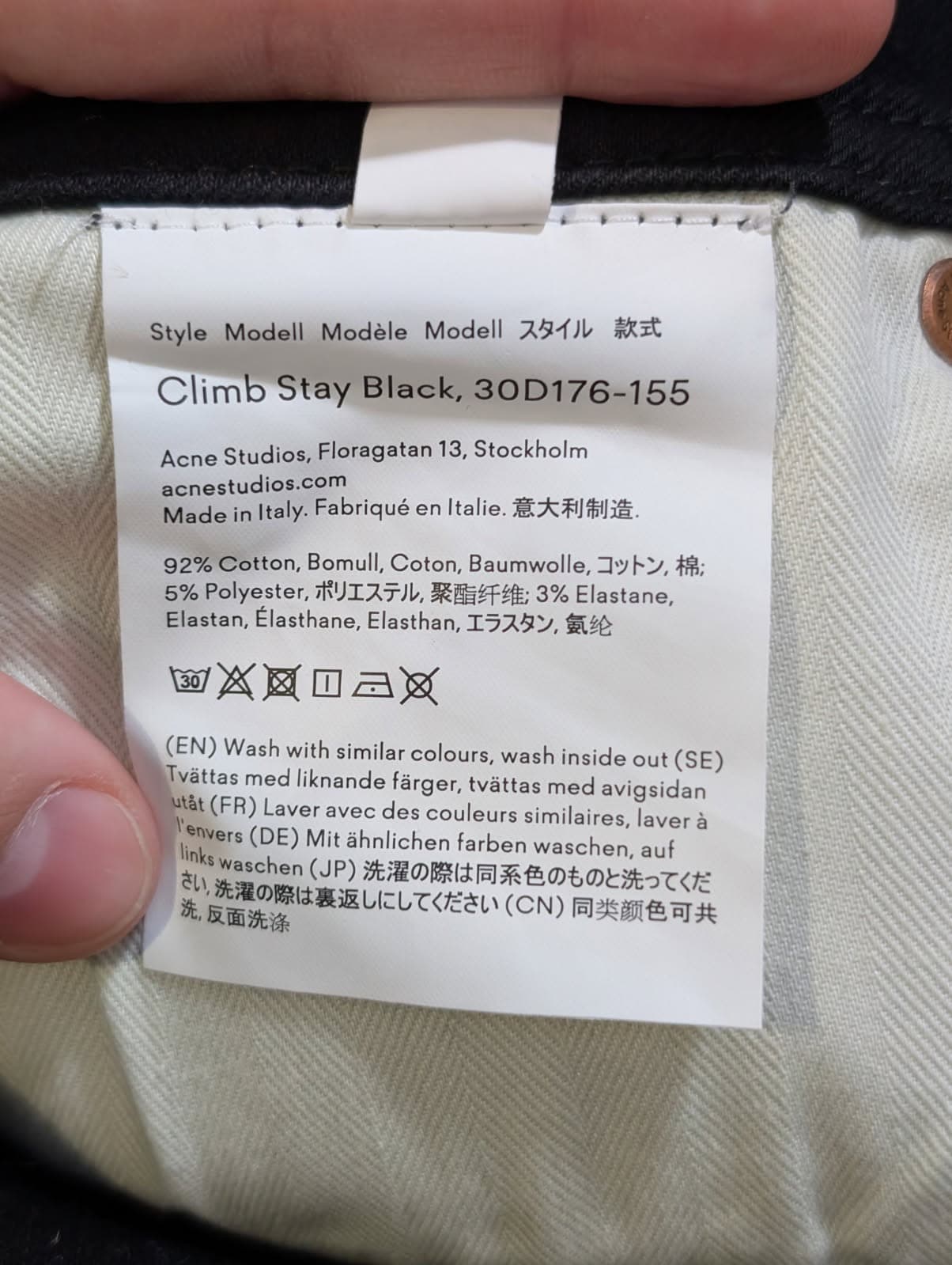 Acne Studios Blå Konst Climb Stay Black Denim Jeans Size 30D176-155 — photo 3 of 9
