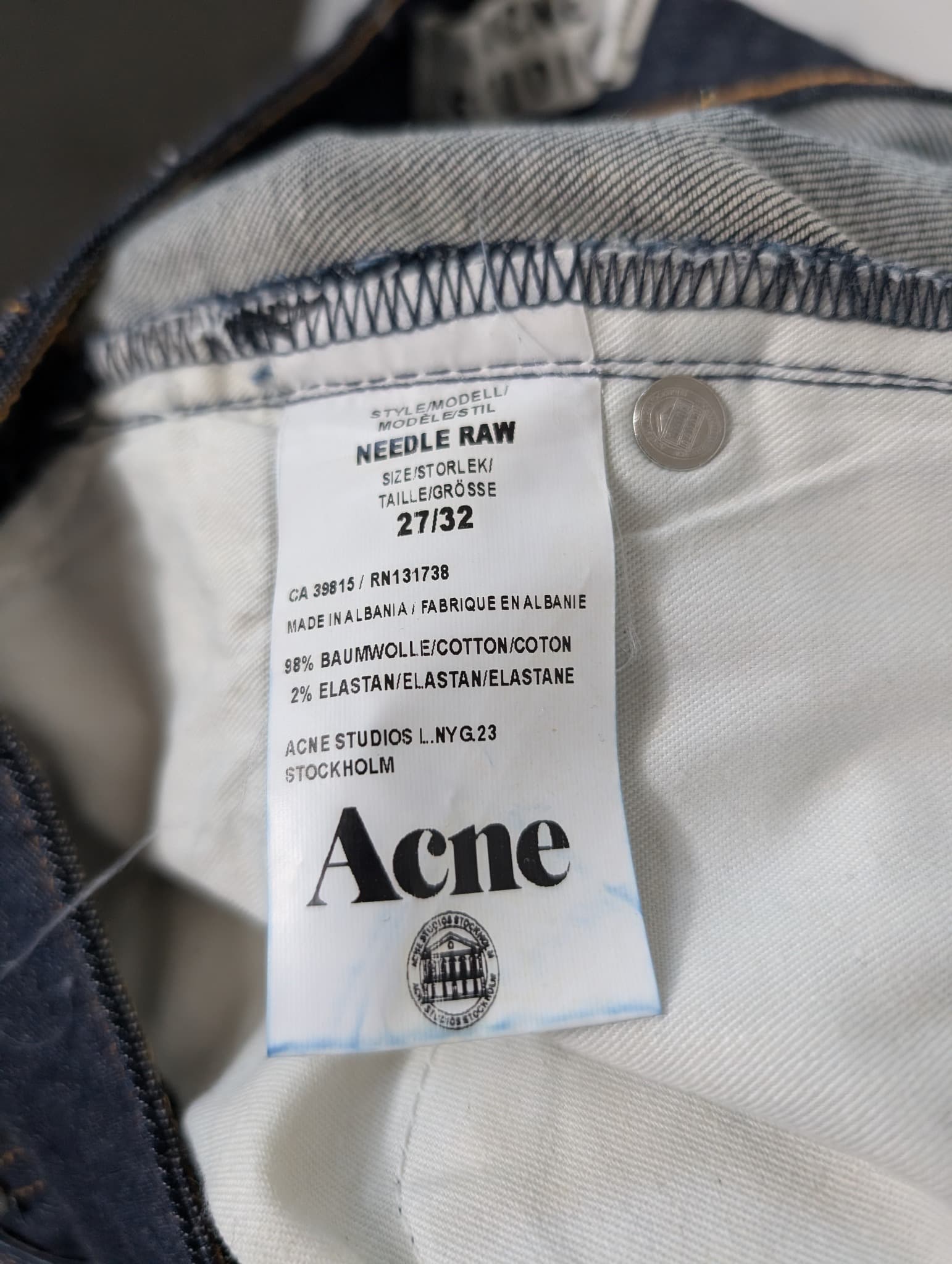 Acne Studios Needle Raw Denim Jeans Dark Indigo 27/32 — photo 6 of 7