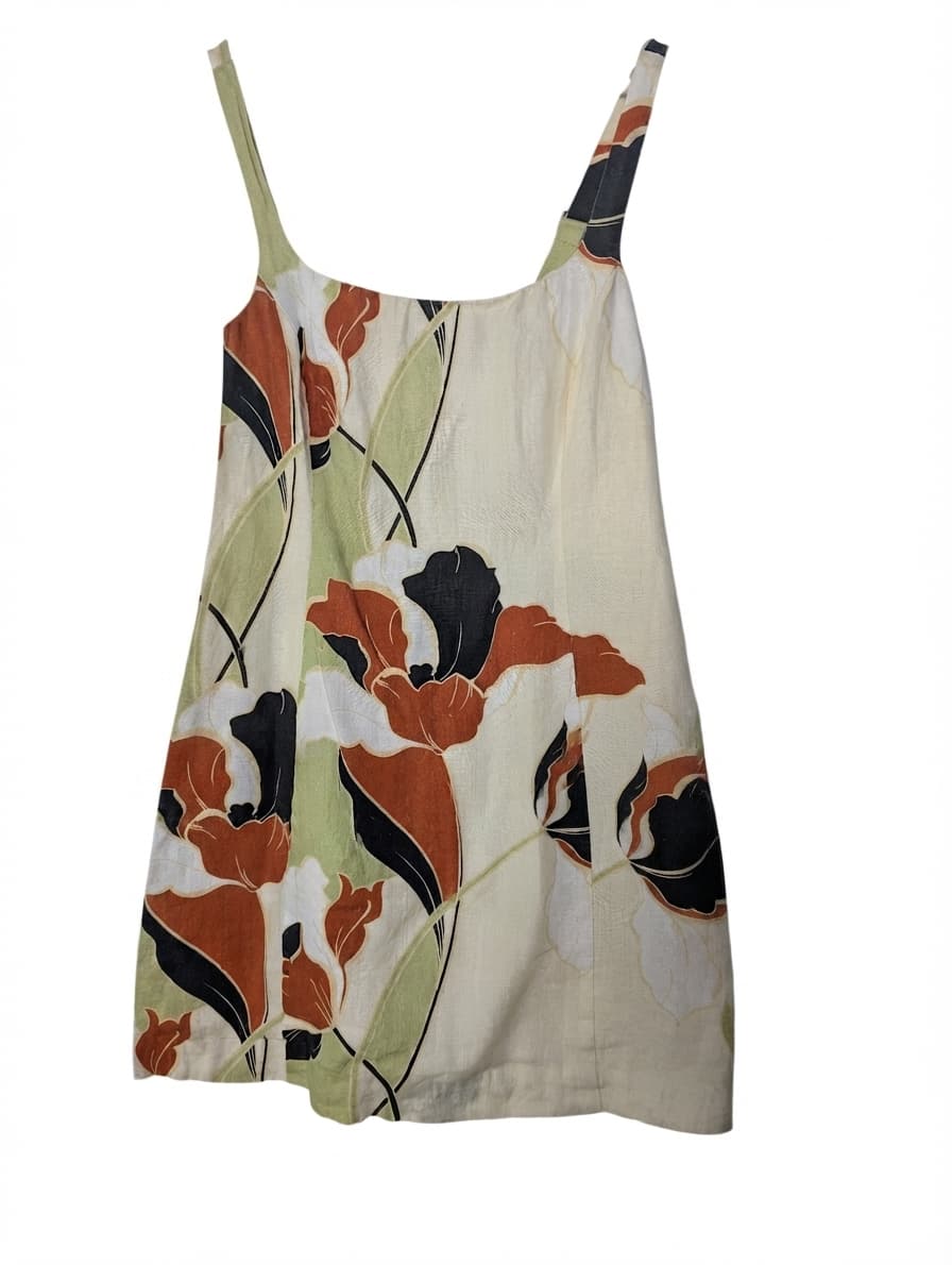 AERE Floral Linen Mini Dress Women's Size 12 — photo 1 of 7