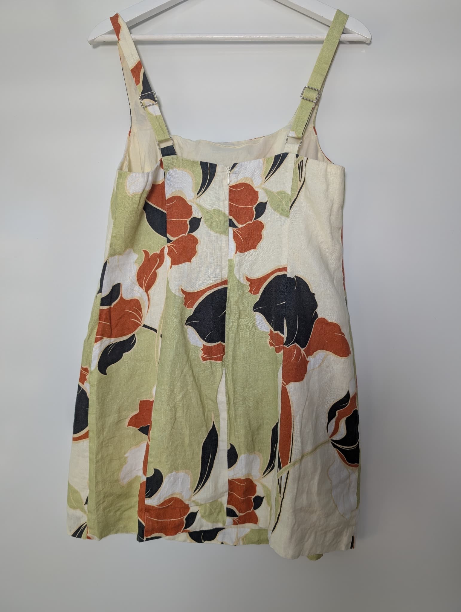 AERE Floral Linen Mini Dress Women's Size 12 — photo 4 of 7