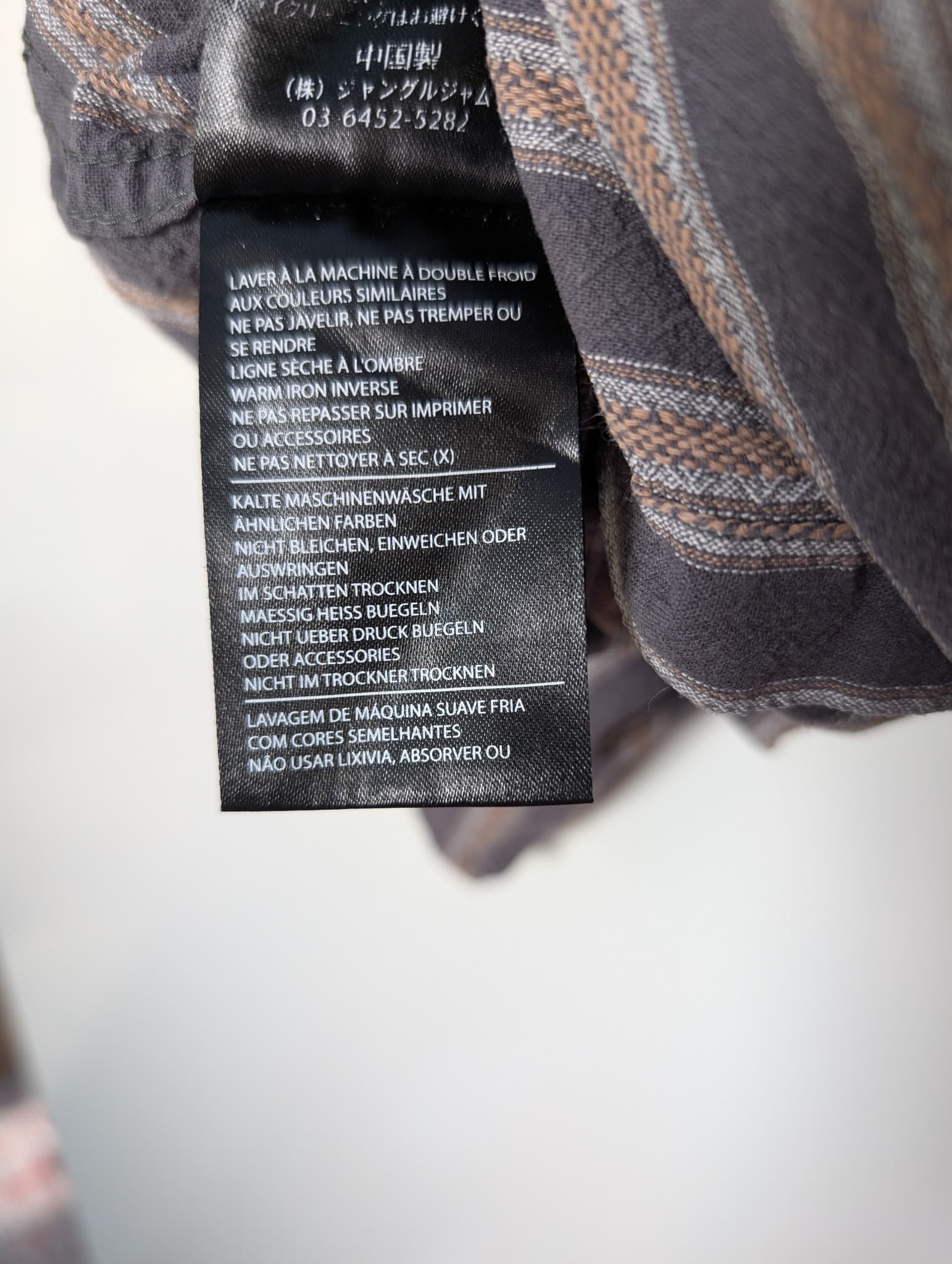 Afends Short Sleeve Striped Button-Up Shirt Grey Men's L — photo 9 of 10