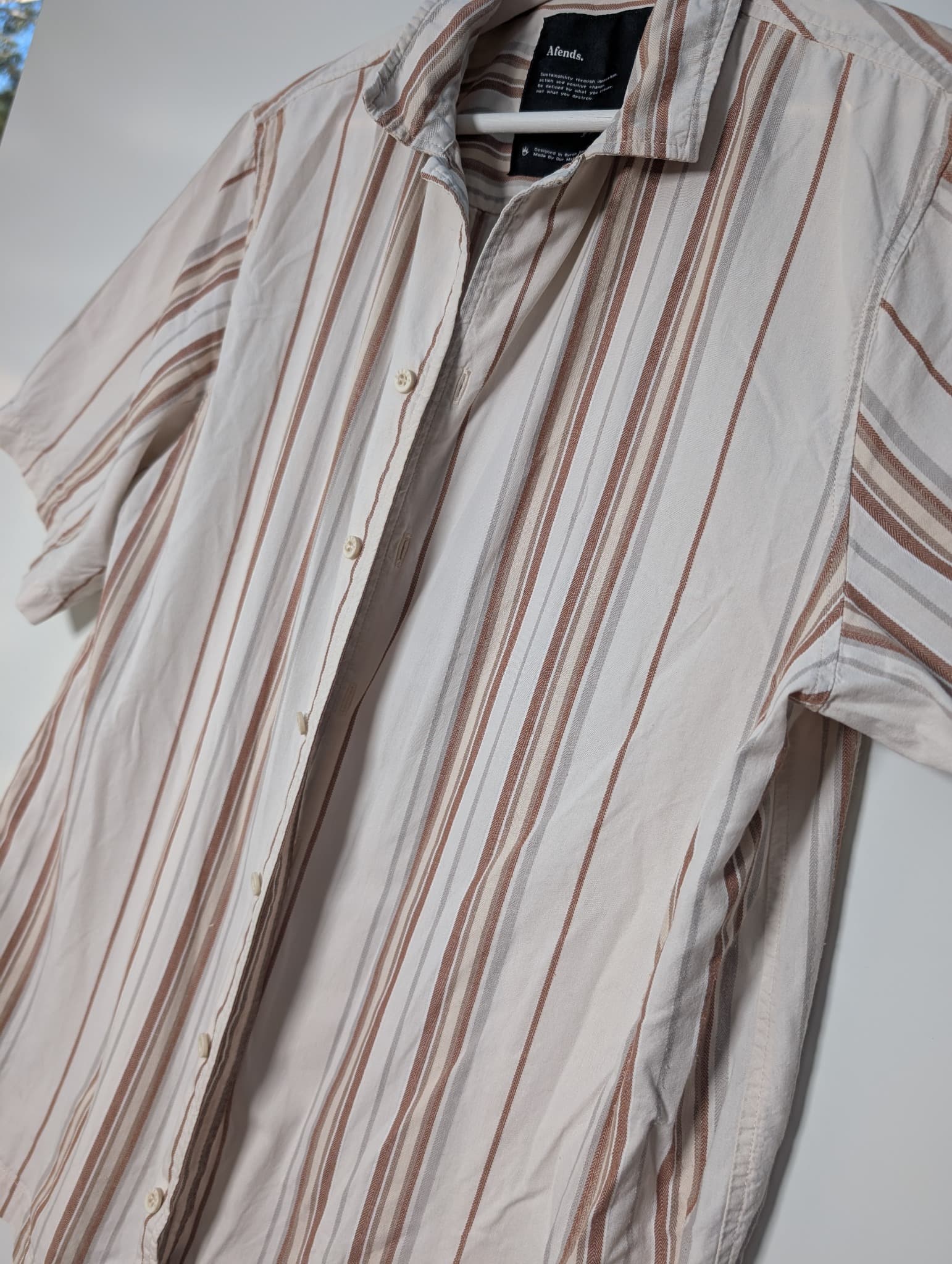 Afends Striped Short Sleeve Shirt Men's Size L — photo 3 of 8