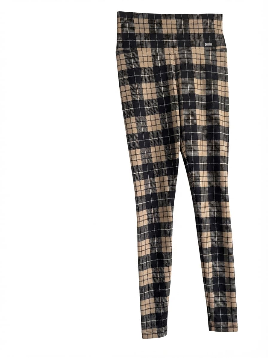 Aim'n Check Me Out Plaid High-Waist Tights Black and Beige Size S — photo 1 of 5