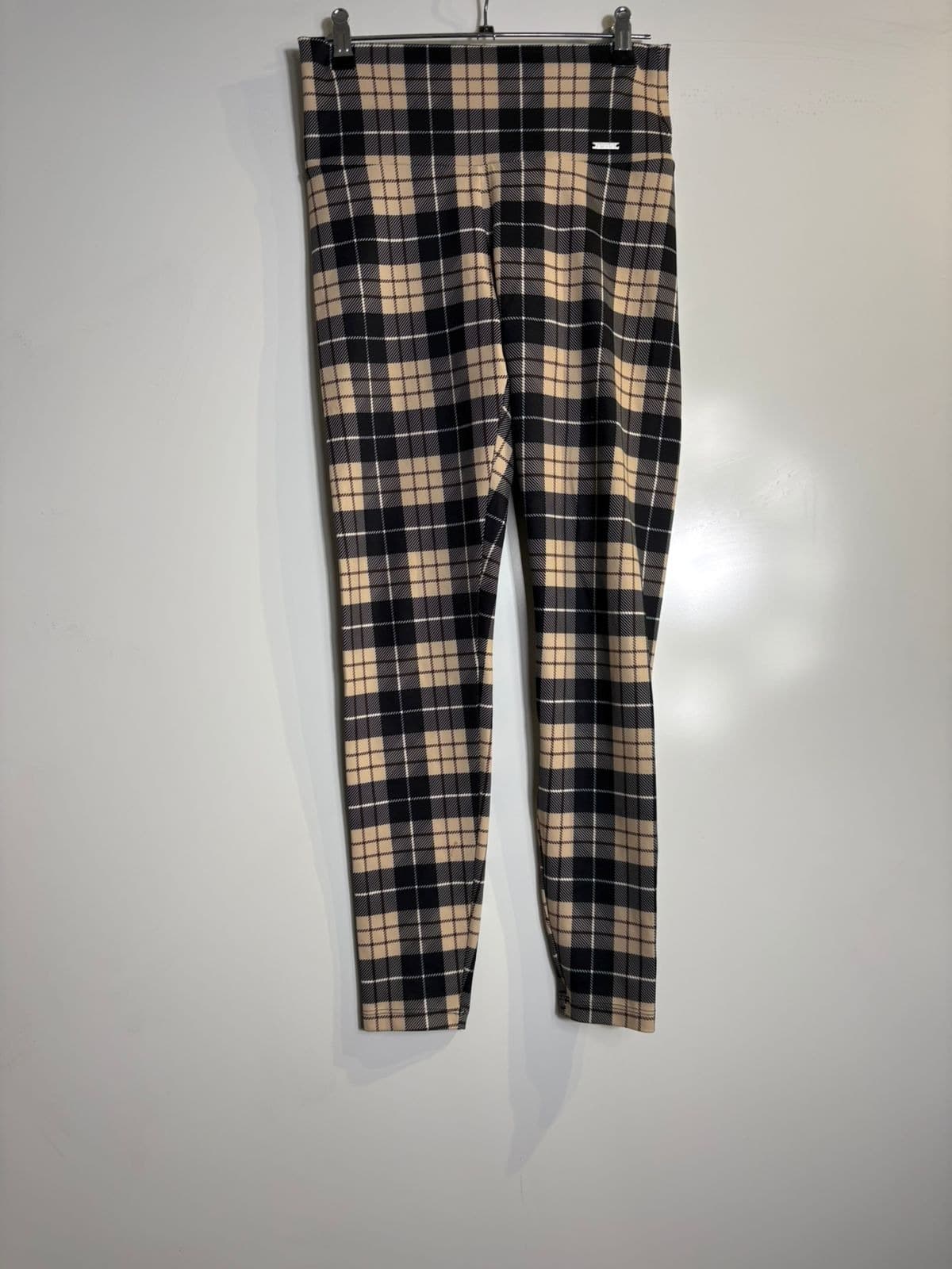 Aim'n Check Me Out Plaid High-Waist Tights Black and Beige Size S — photo 3 of 5