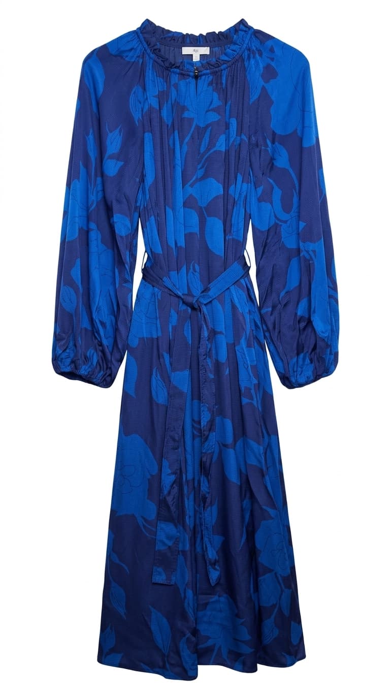 Aje Floral Midi Dress Blue Size 8 — photo 1 of 5