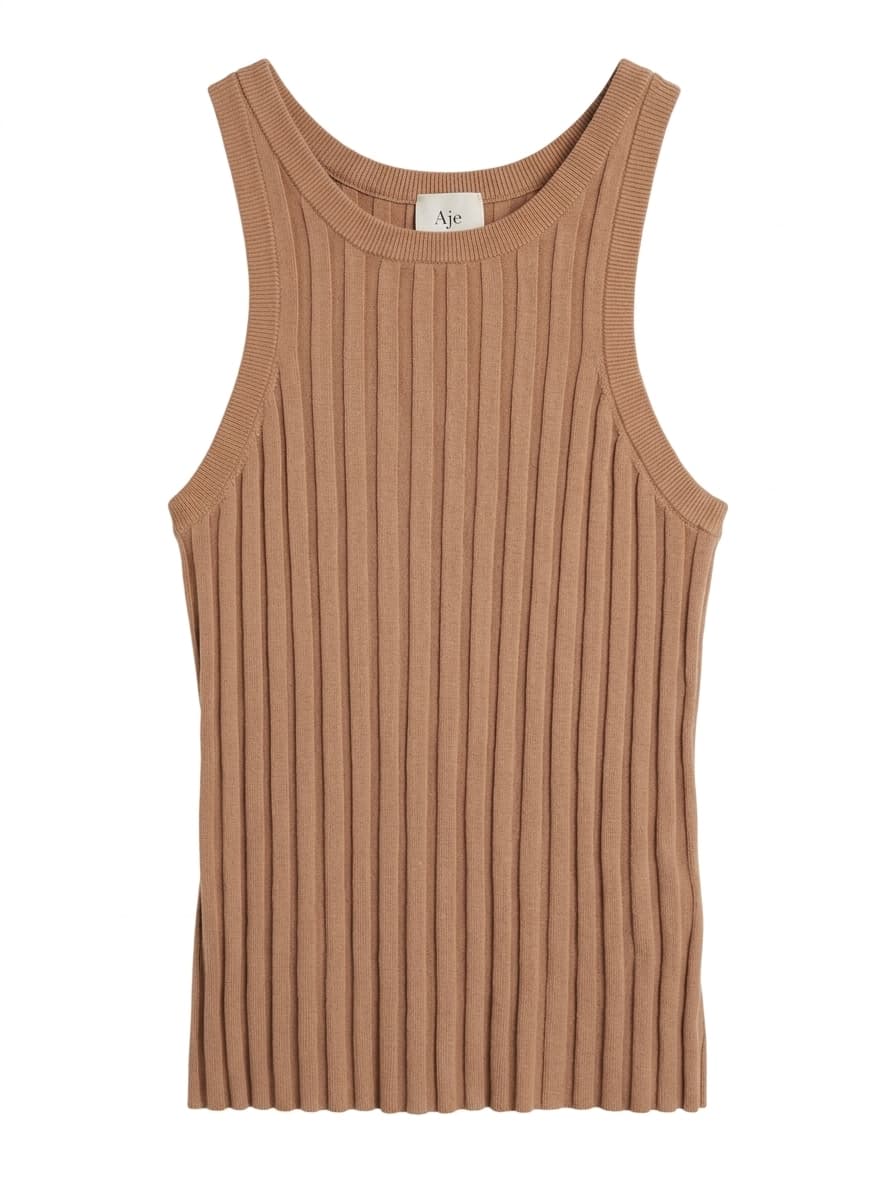 Aje Ribbed Knit Tank Top Tan Size M — photo 1 of 7