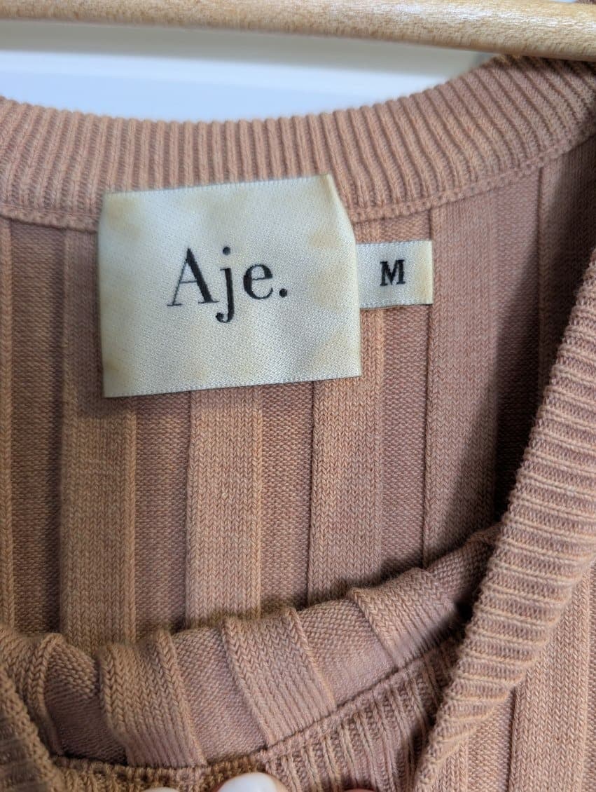 Aje Ribbed Knit Tank Top Tan Size M — photo 6 of 7