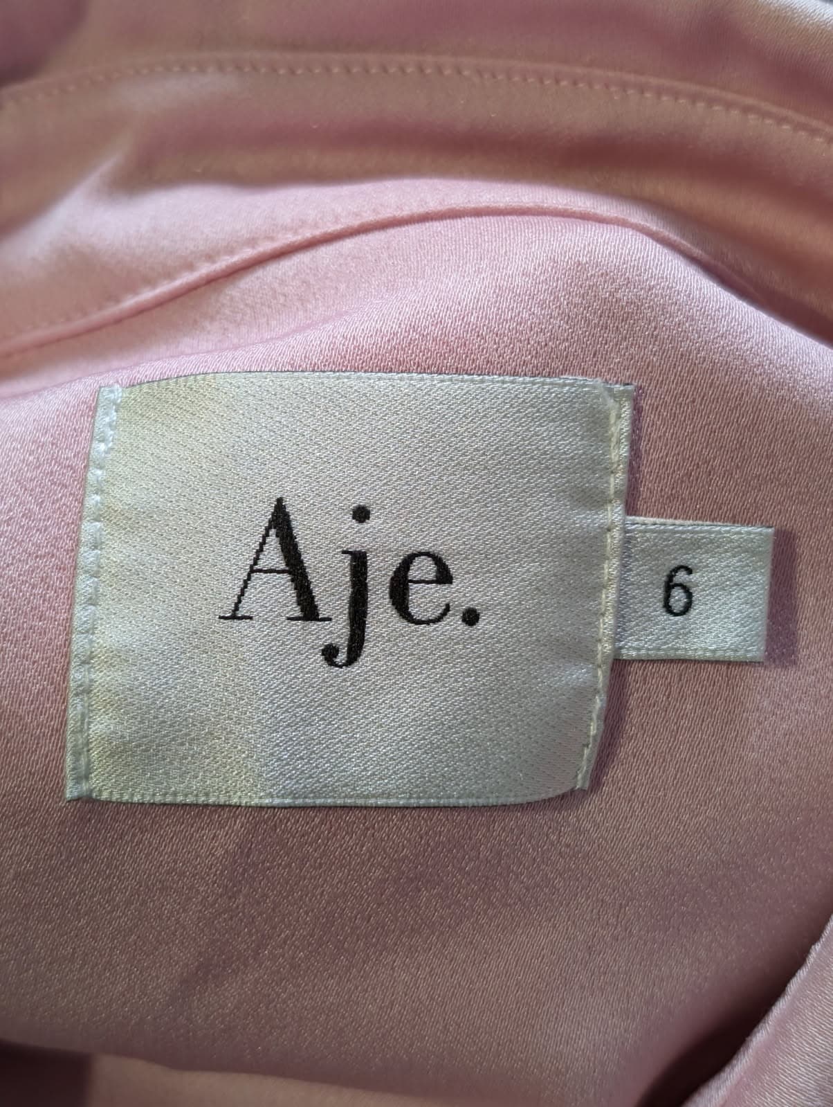 Aje Satin Button-Down Shirt Pink Size 6 — photo 6 of 6