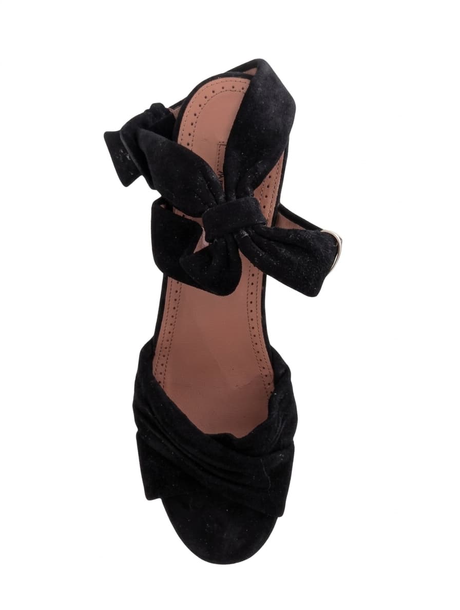 Alaïa Black Suede Bow Platform Sandals - EU 38 — photo 2 of 9