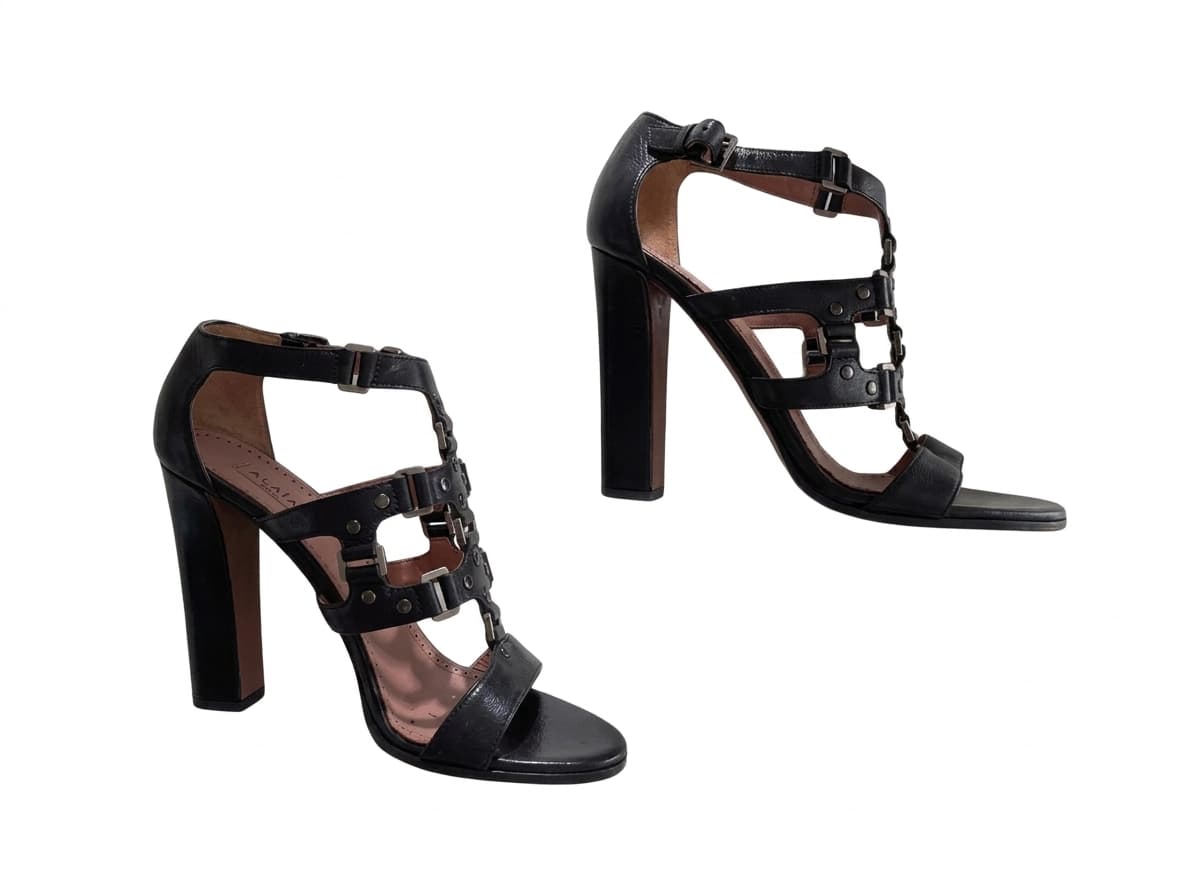 Alaïa Paris Black Leather Gladiator Heeled Sandals - Size EU 38 — photo 1 of 6