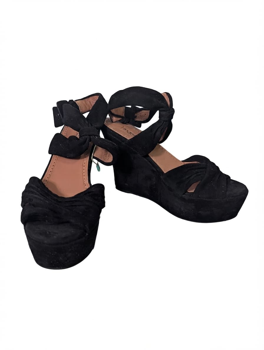 Alaïa Paris Platform Wedge Sandals Black Suede — photo 1 of 10