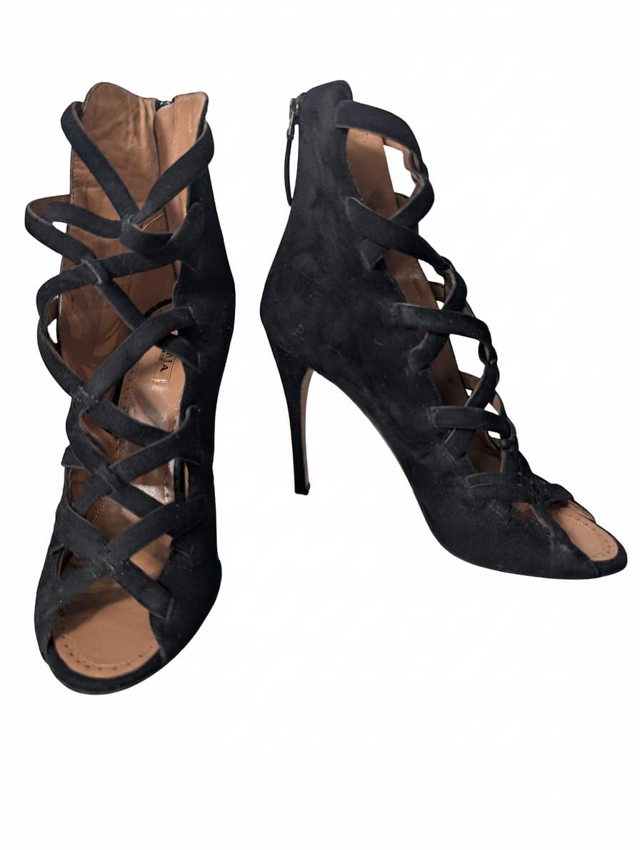 Alaïa Strappy Stiletto Sandals Black Suede Size 38 — photo 1 of 15