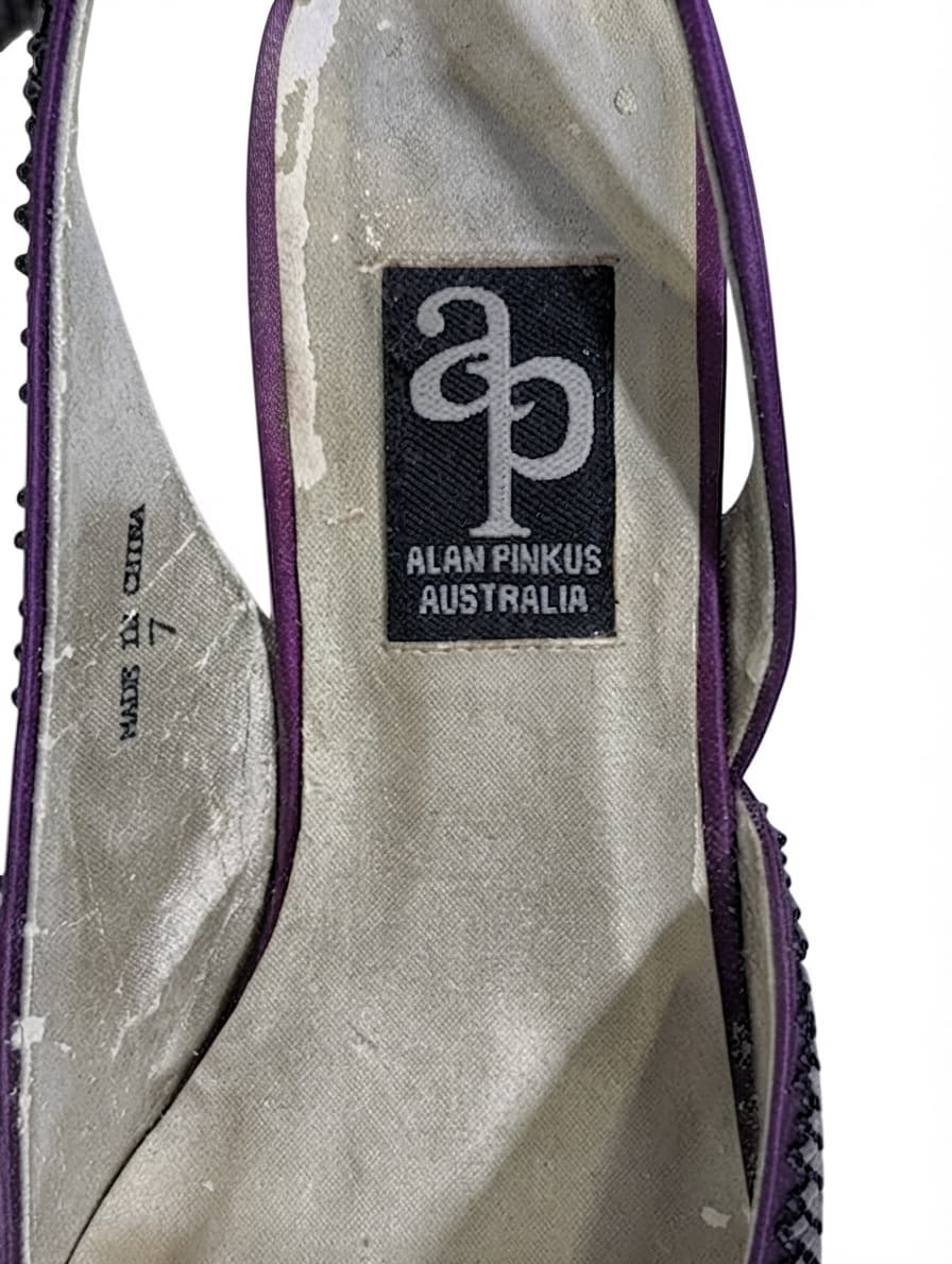 Alan Pinkus Slingback Heels Purple Satin Embellished AU 7 — photo 2 of 4