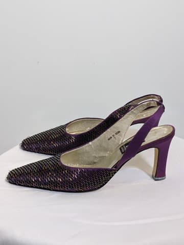 Alan Pinkus Slingback Heels Purple Satin Embellished AU 7 — photo 1 of 4
