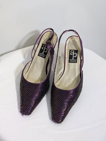 Alan Pinkus Slingback Heels Purple Satin Embellished AU 7 — photo 3 of 4