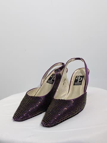 Alan Pinkus Slingback Heels Purple Satin Embellished AU 7 — photo 4 of 4