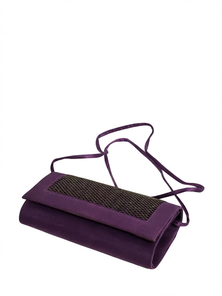 Alan Pinkus Vintage Satin Evening Clutch Purple Woven Detail — photo 1 of 4