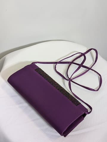 Alan Pinkus Vintage Satin Evening Clutch Purple Woven Detail — photo 2 of 4